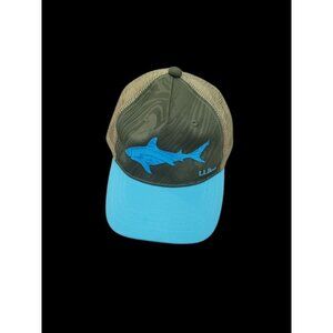 LL Bean Trout LOGO Fishing Mesh Trucker Hat Snapback Blue Green Unisex